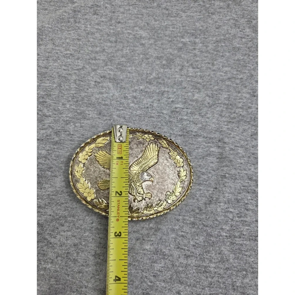 Vintage Silver Gold Eagle Patina Womens Belt Buckle USA